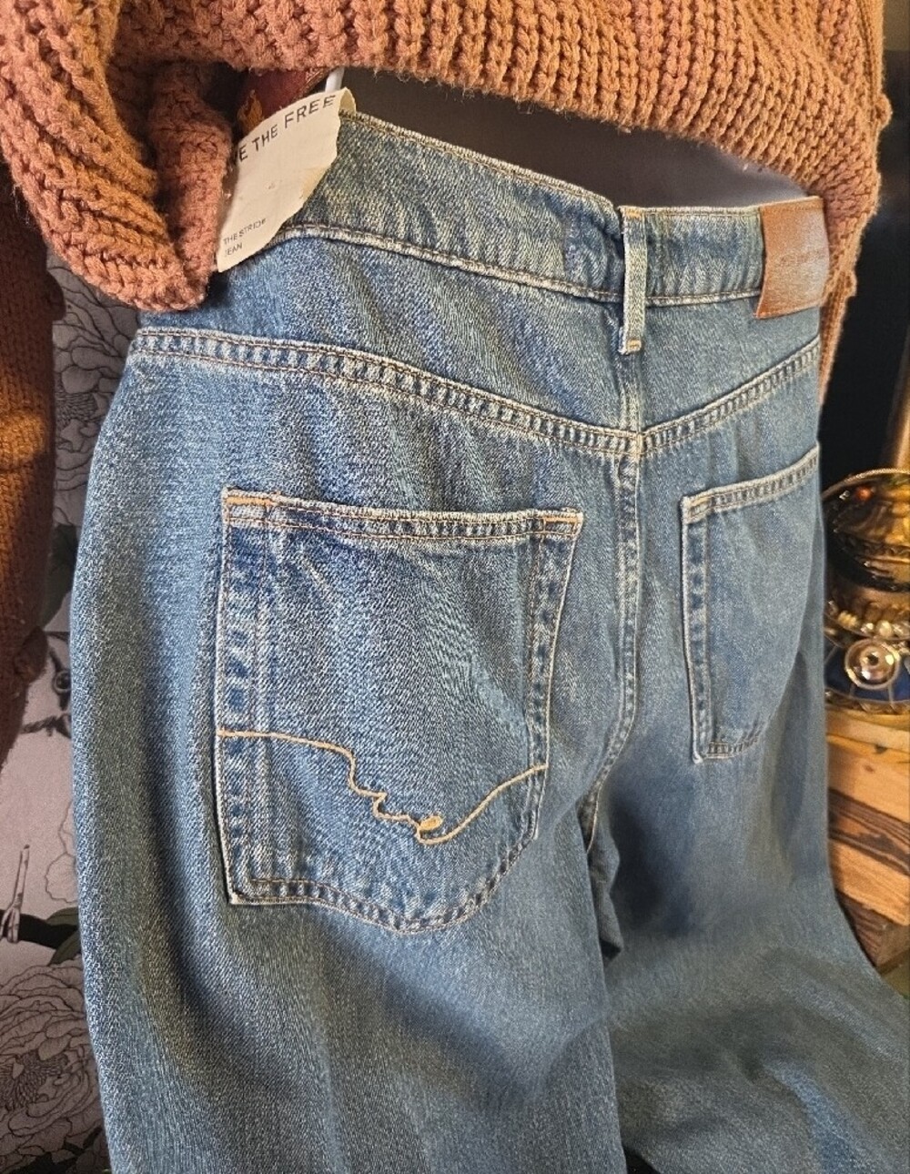 Free People -The Stride - Wide Leg Jeans In Walk Away Blue Sz 28 - Picture 8 of 9